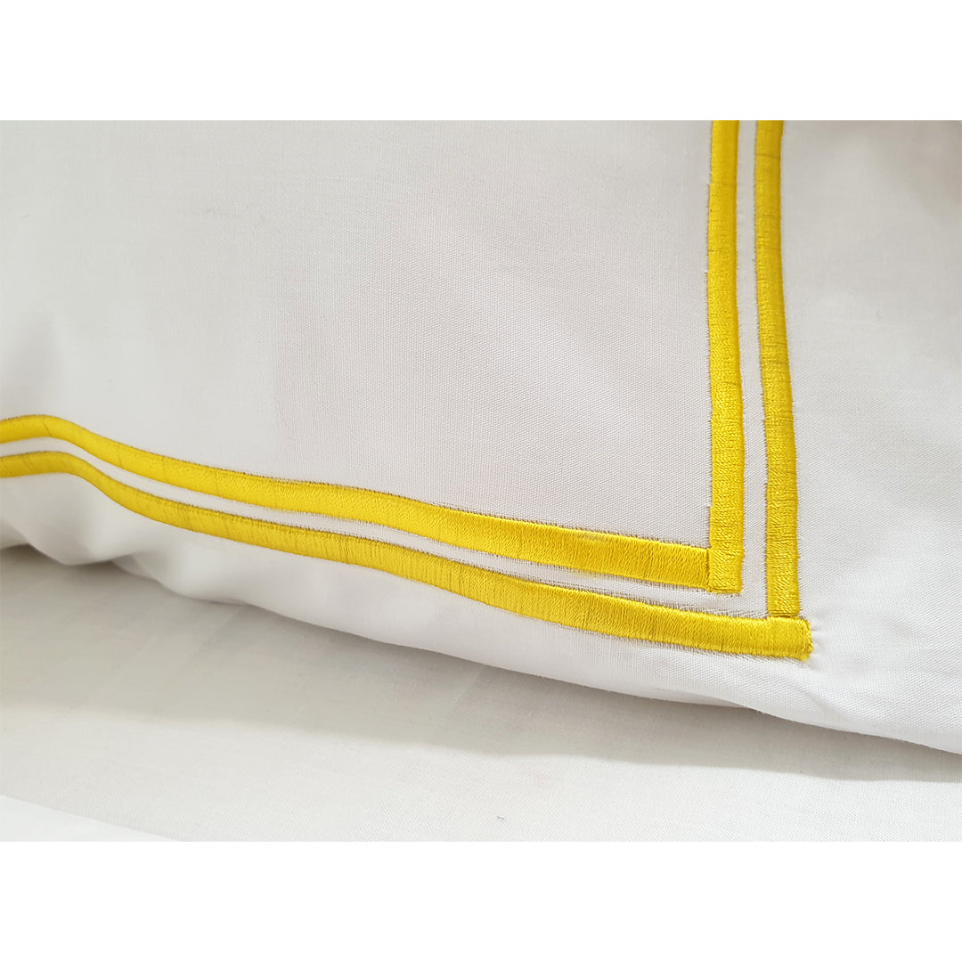 Embroidered 2 Frames White Pillow Cases