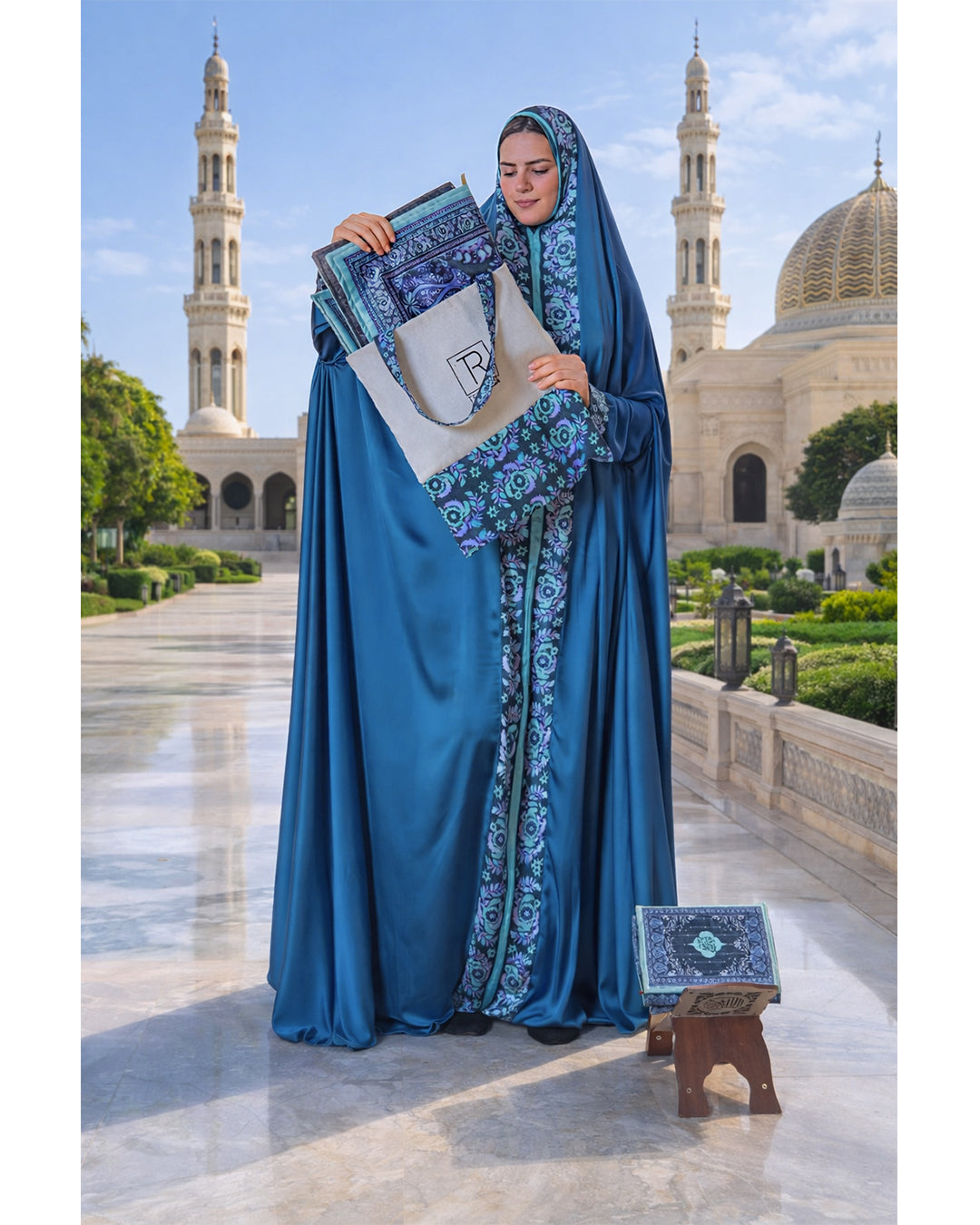 Navy Flowery Full praying set