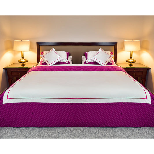 Pink stars embroidered Duvet Cover