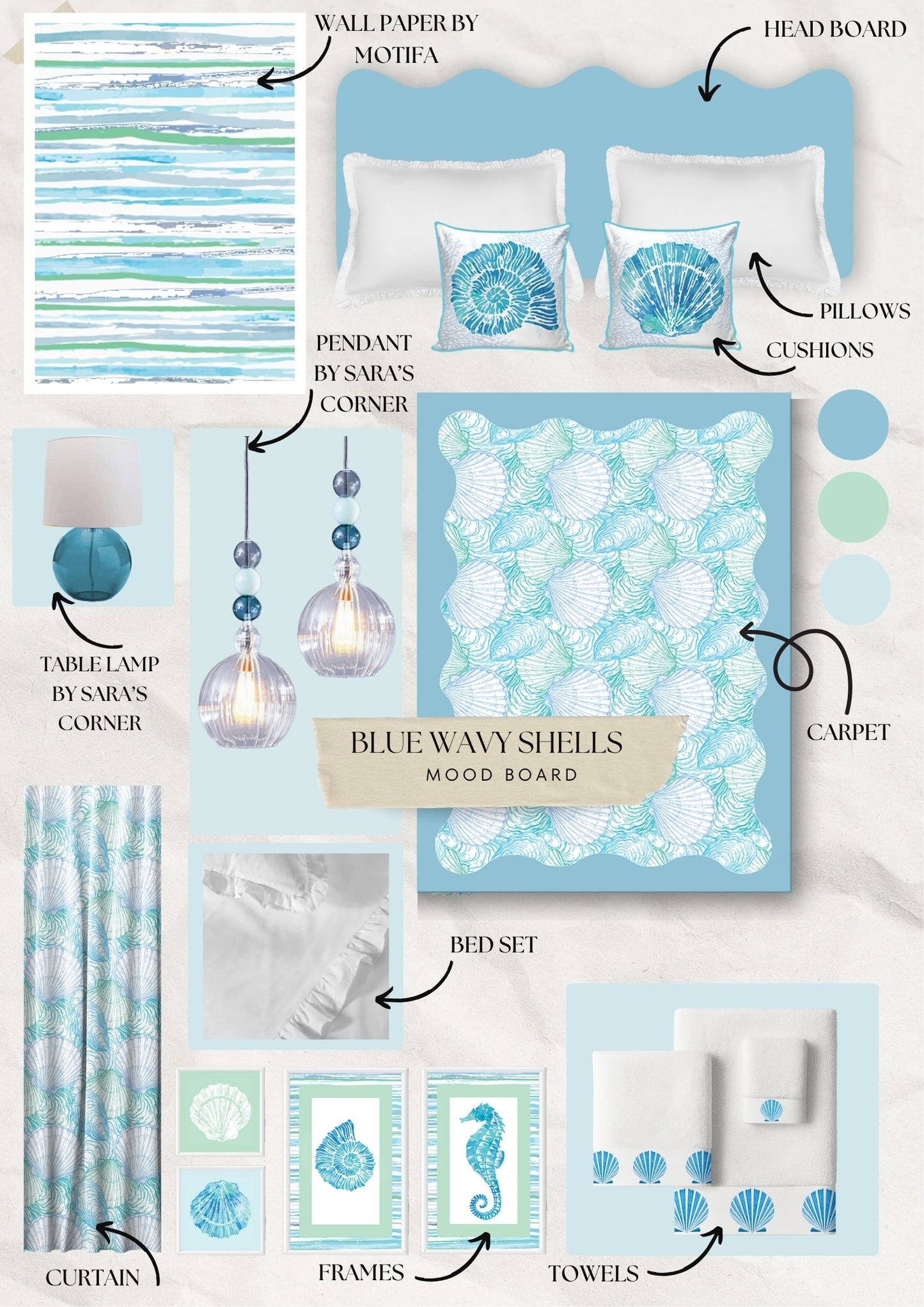 Shells room Table Lamp by Sara's Corner