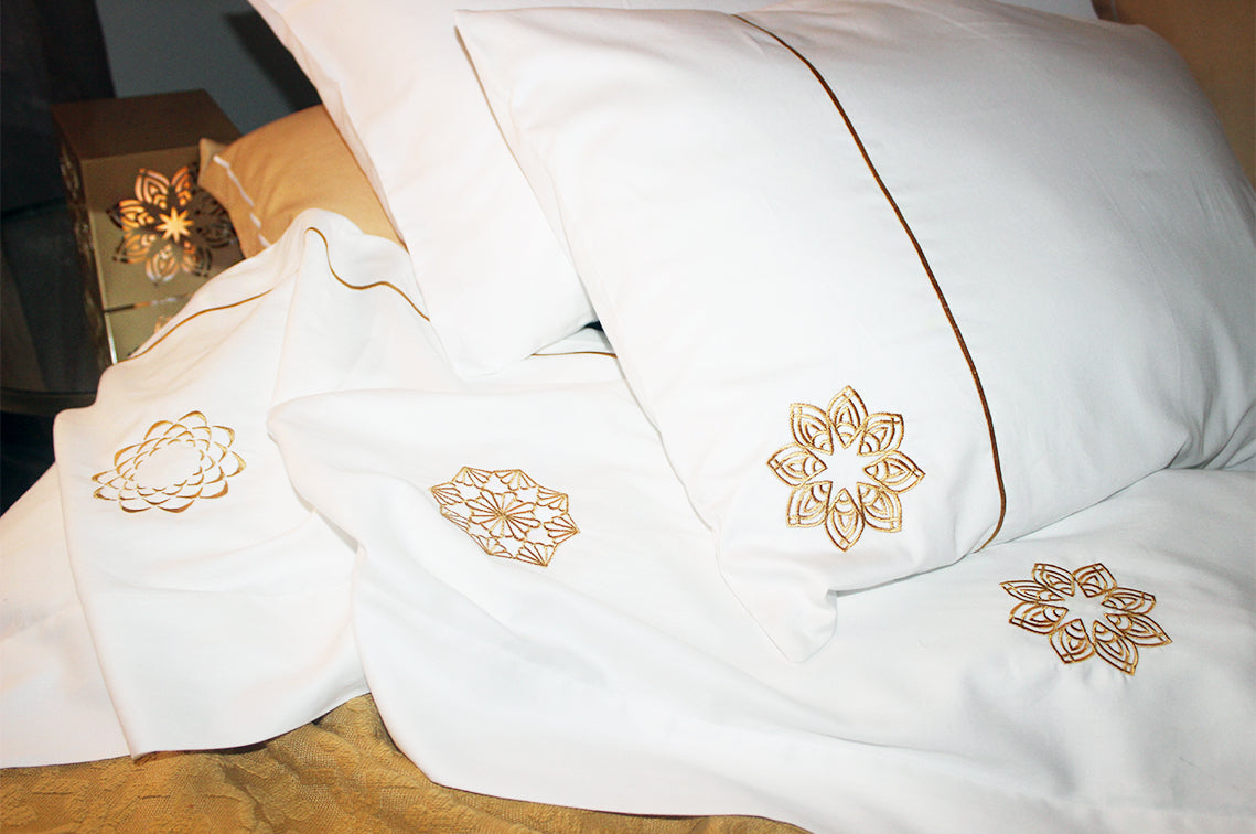 Gold Embroidered Mandala Pillow Cases