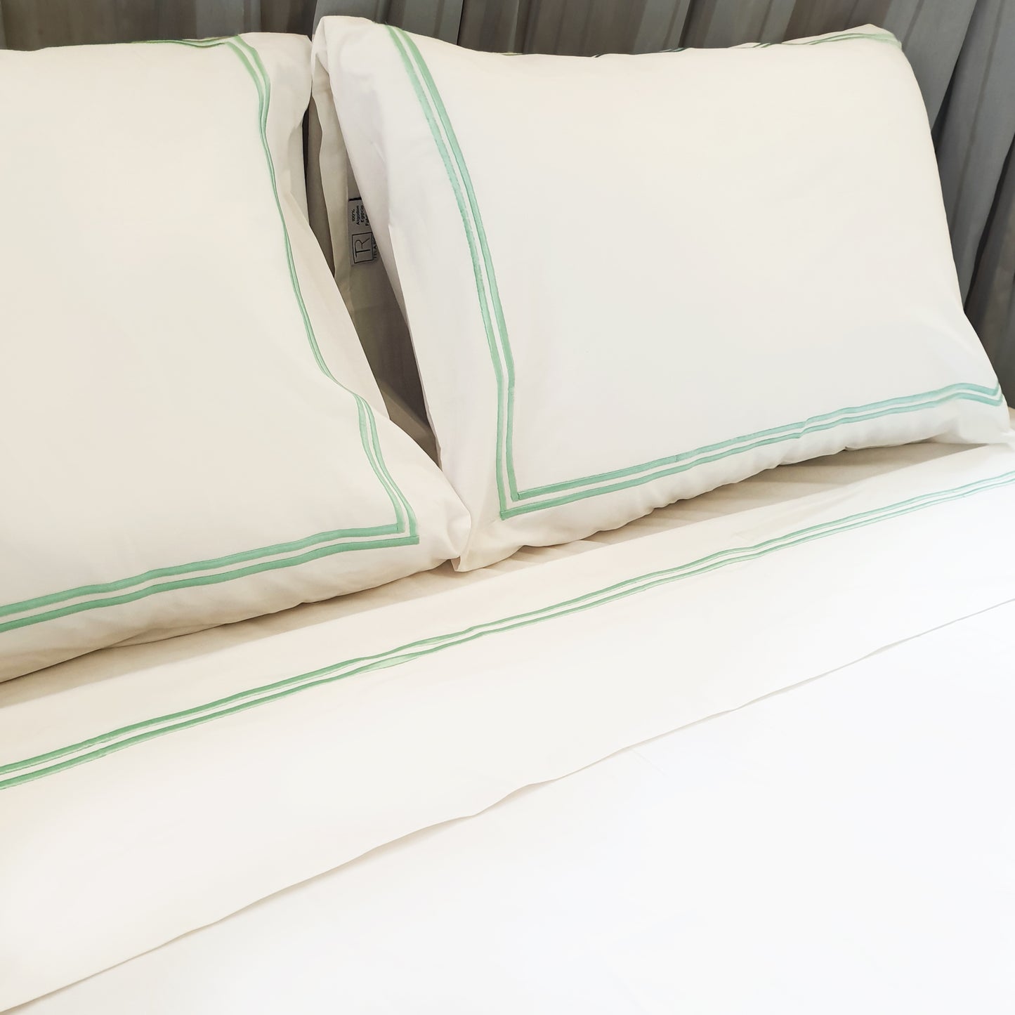 Embroidered 2 Frames White Pillow Cases