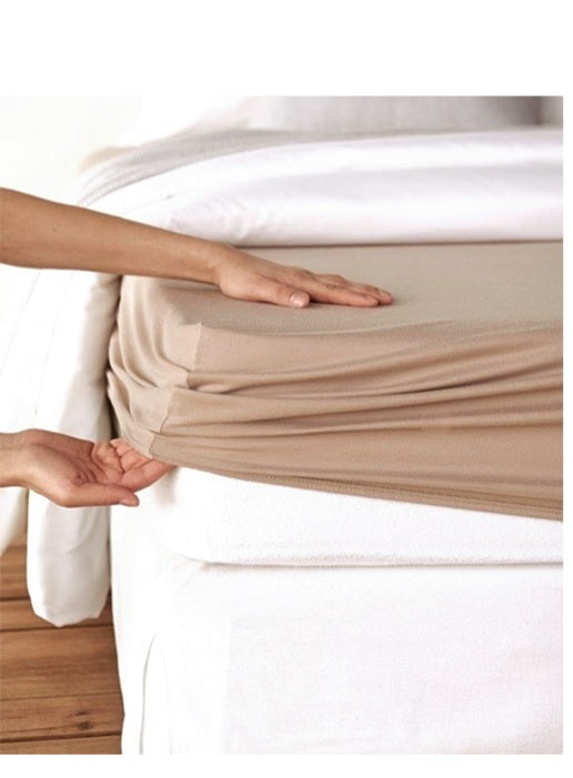 Beige Plain Fitted Sheet