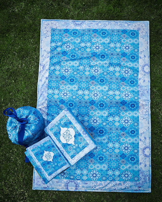 Blue floral Padded Praying Carpet.