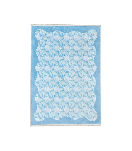 Blue Wavy Seashells Carpet