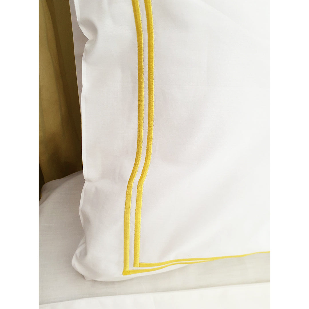 Embroidered 2 Frames White Pillow Cases