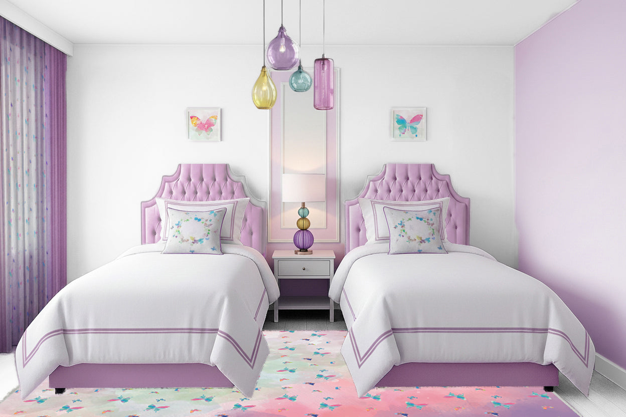 Embroidered  2 Frames Purple Duvet Cover