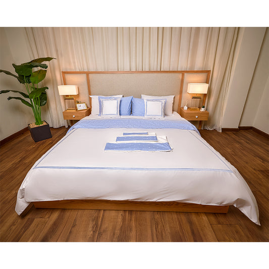 Light Blue Palm Embroidered Duvet Cover