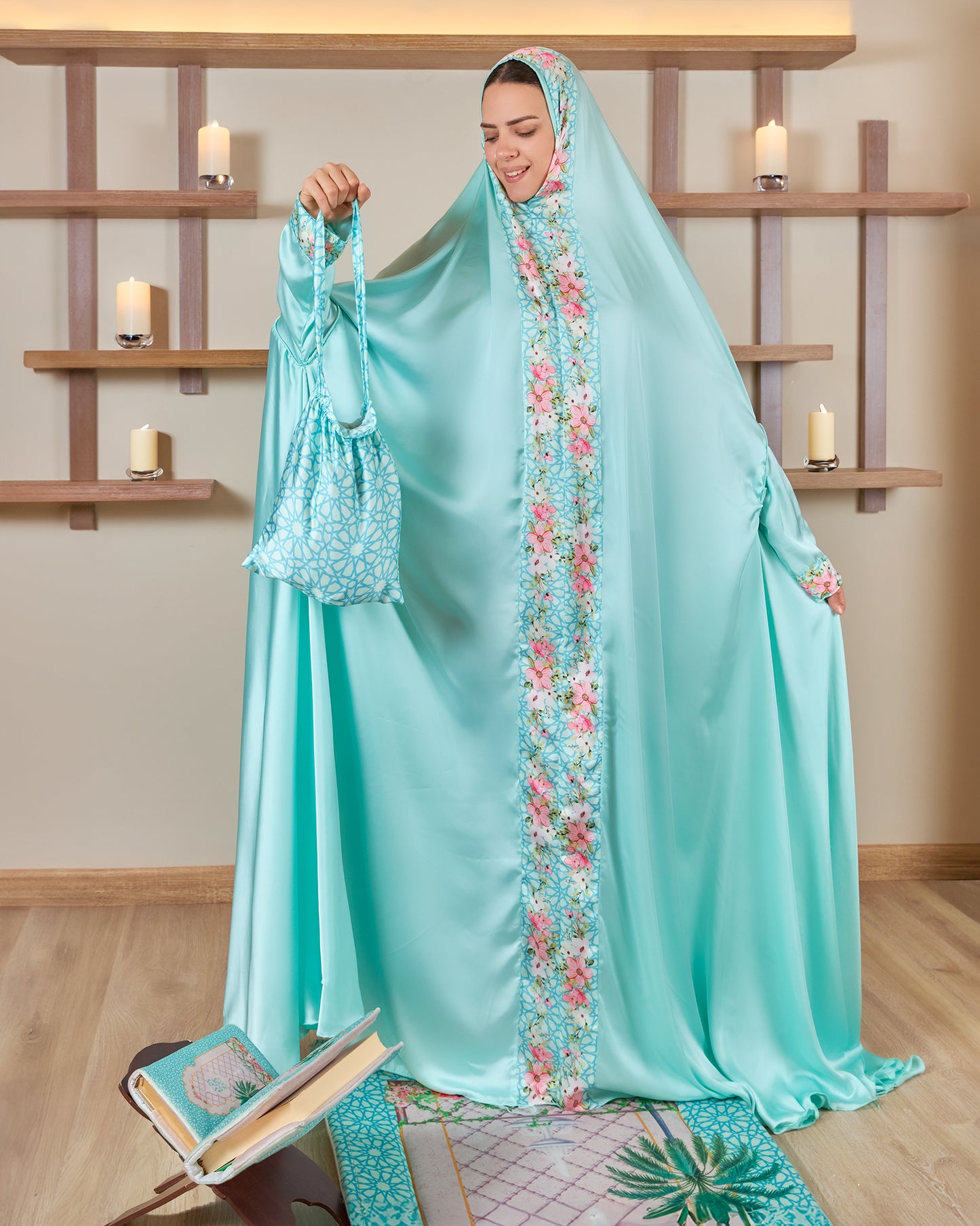 Mint Flowery  Full praying set