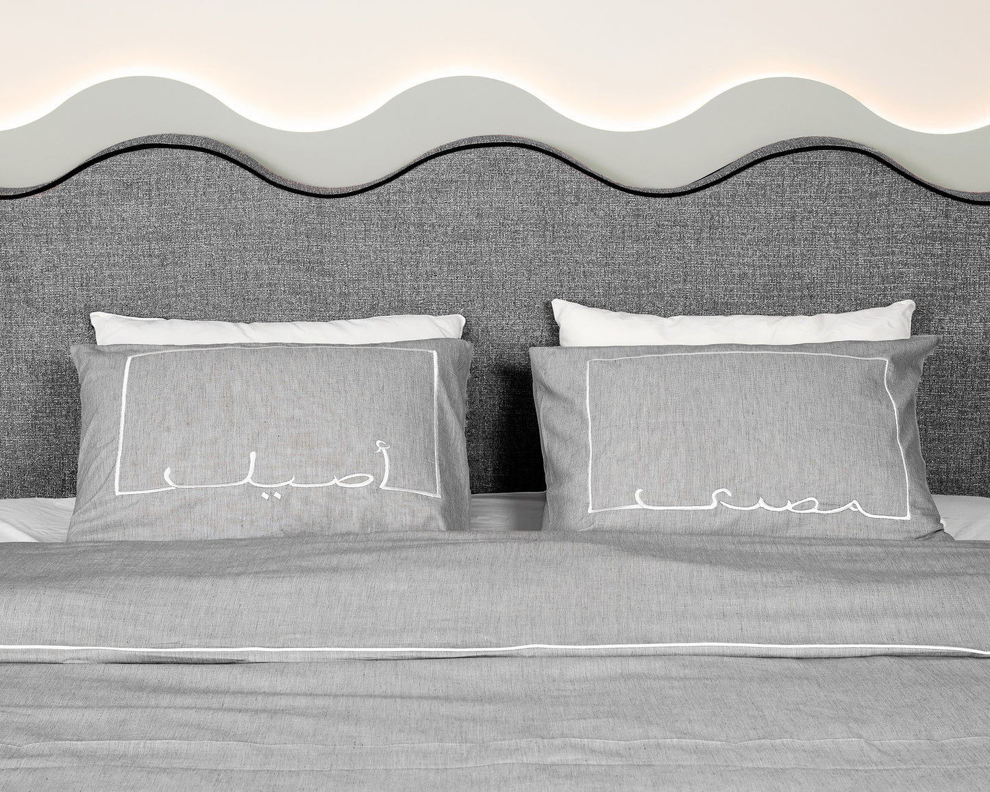 Masry Aseel Embroidered gray Pillow Cases