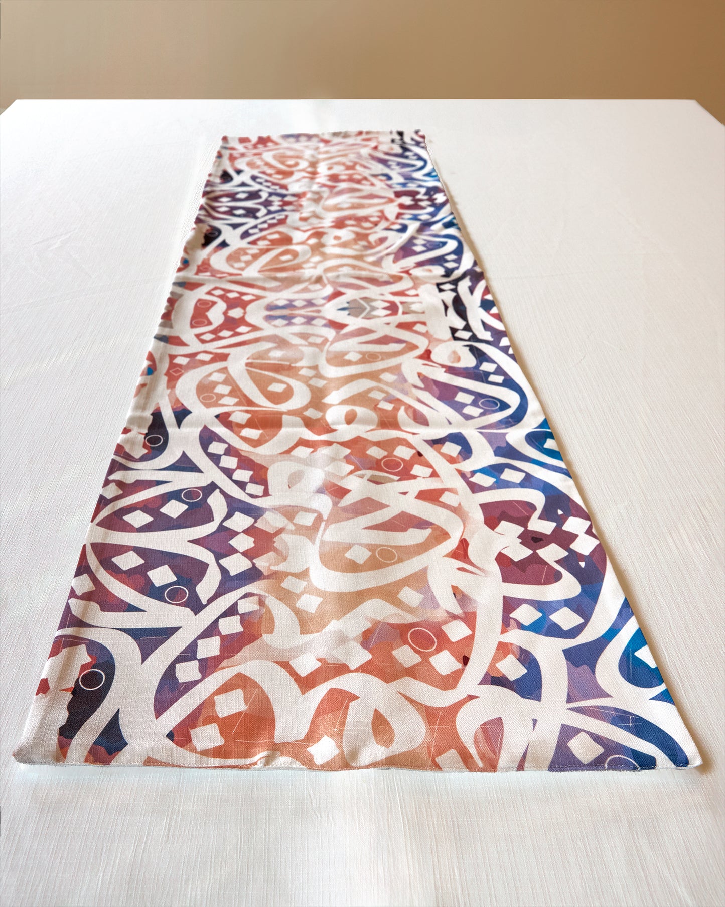 Beige Calligraphy Table Runner