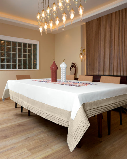Beige Pleated Tablecloth