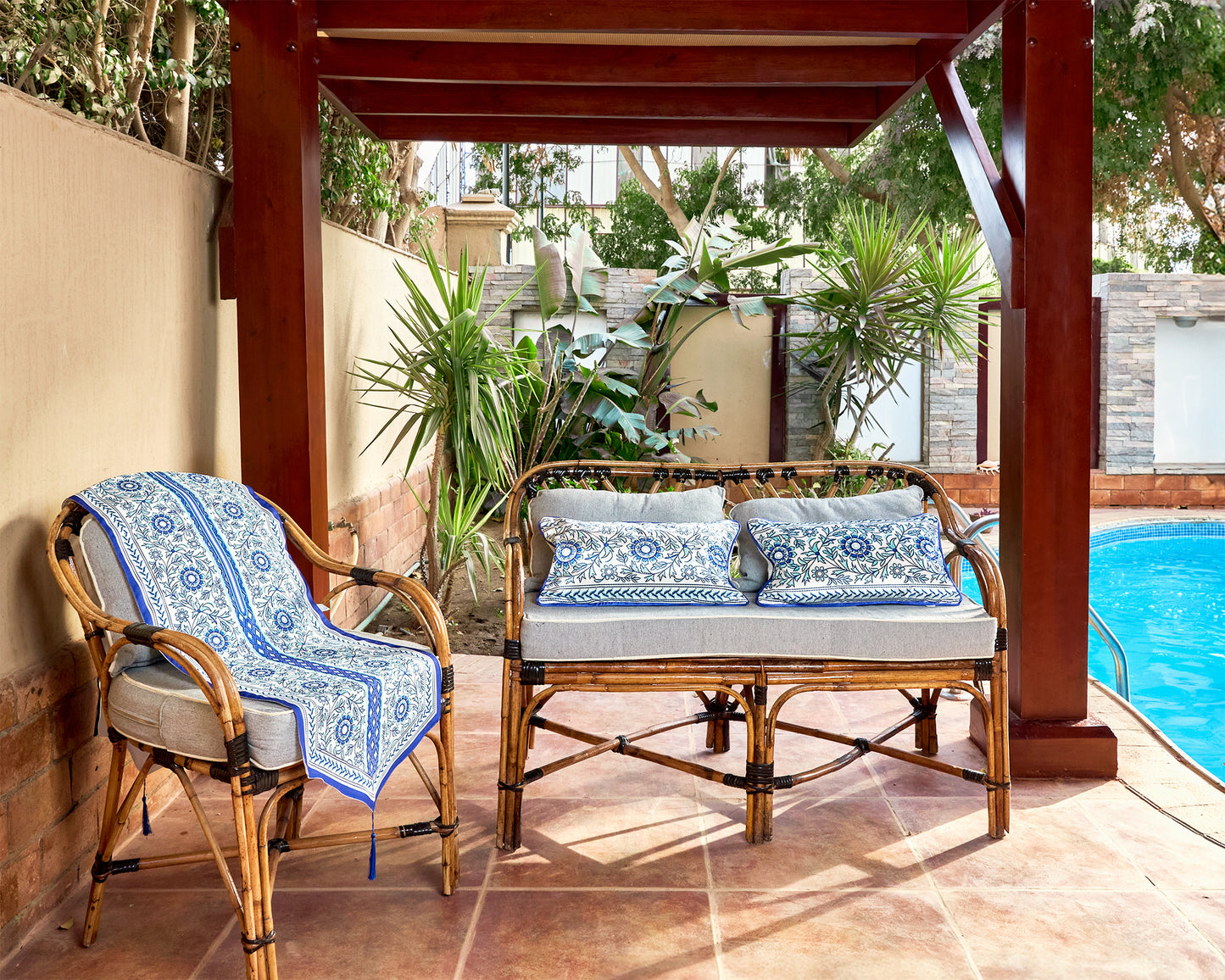 Blue Moroccan Flower Cushion