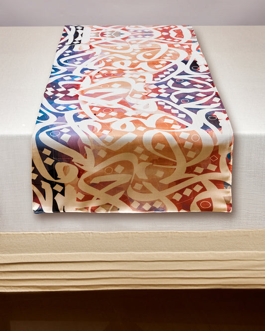 Beige Calligraphy Table Runner