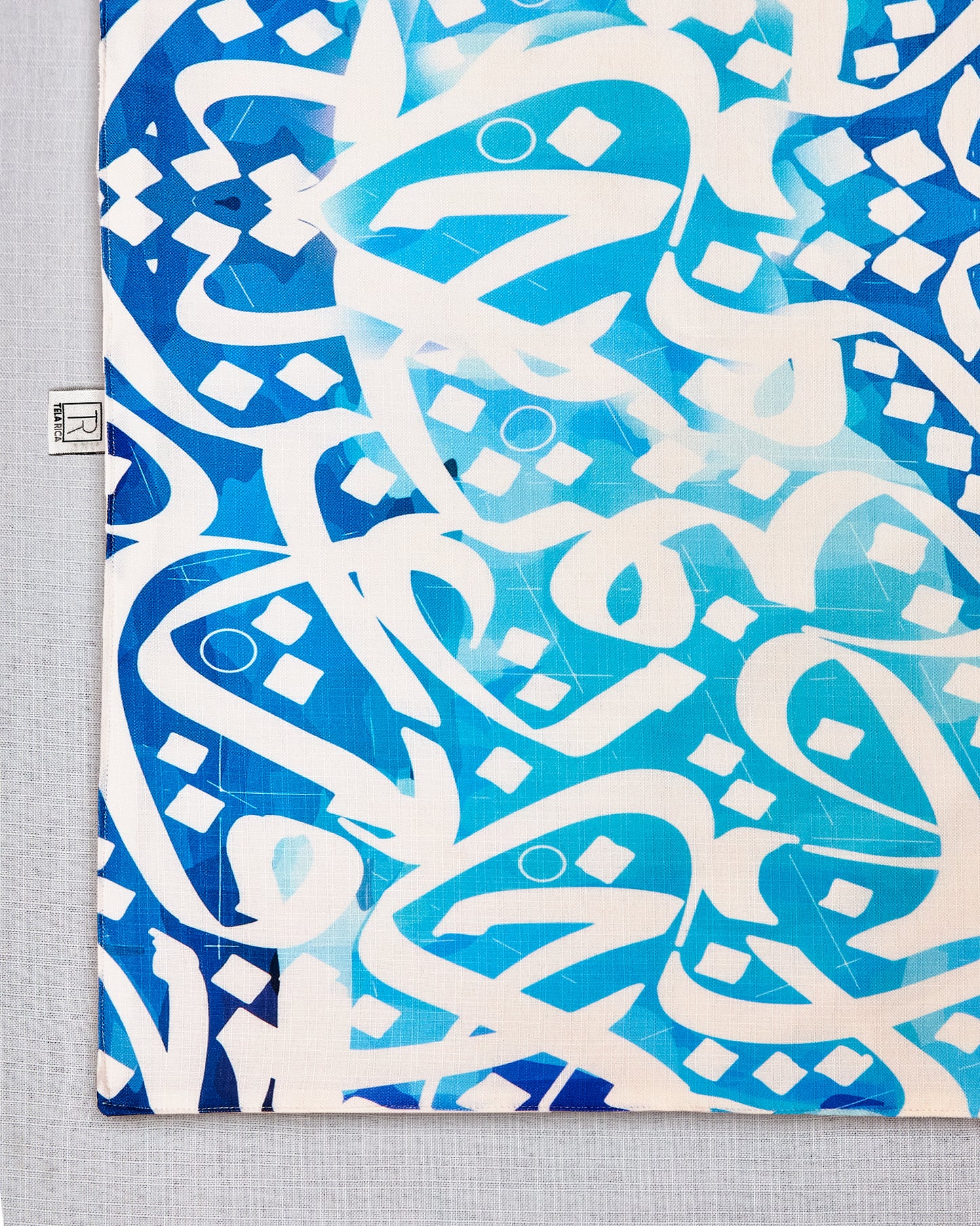 Blue Calligraphy Table Runner