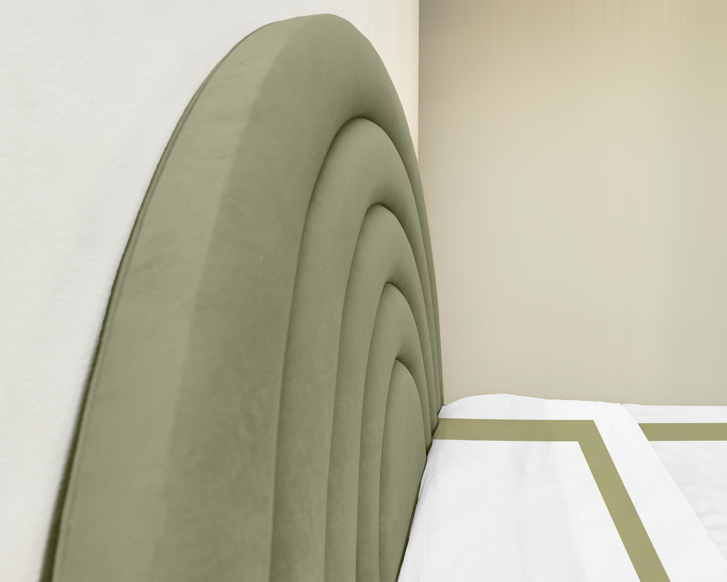Olive Circular Full wood x velvet Full Bed
