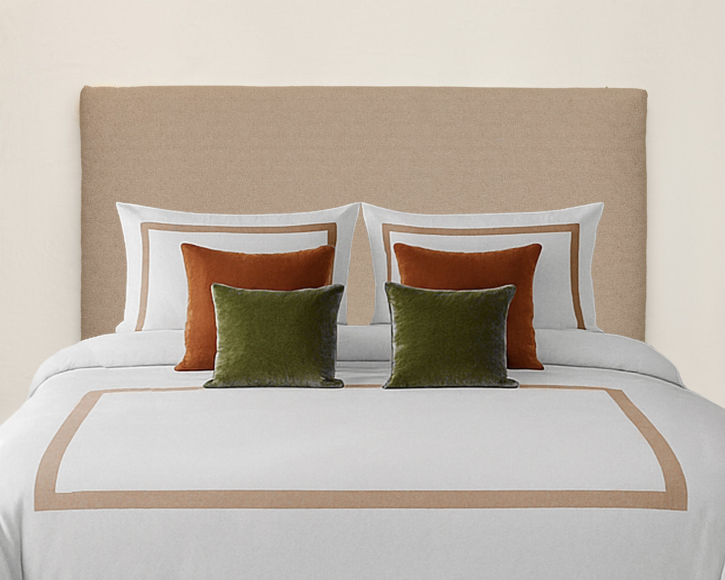 Beige Rectangular Full wood x velvet Full Bed