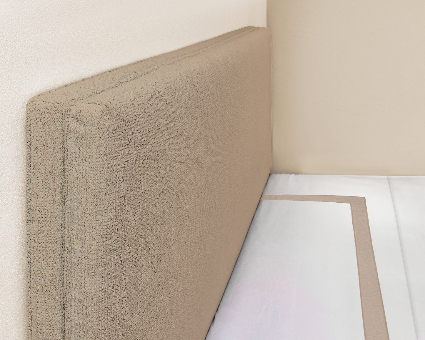 Beige Rectangular Full wood x velvet Full Bed