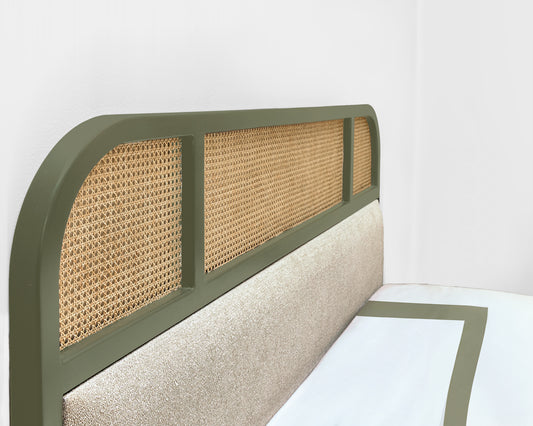 Olive Cane x solid wood Full Bed