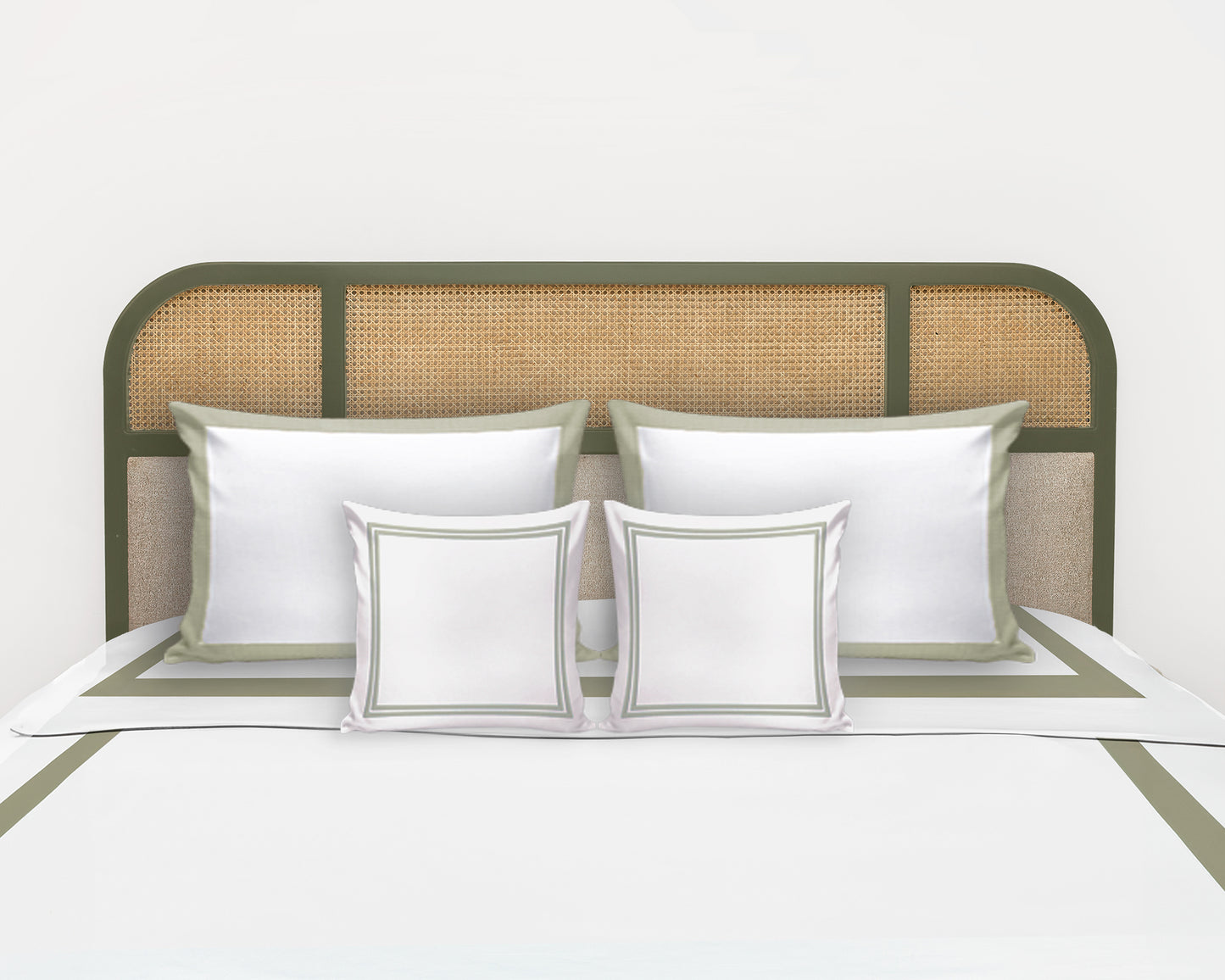 Olive Cane x solid wood Full Bed