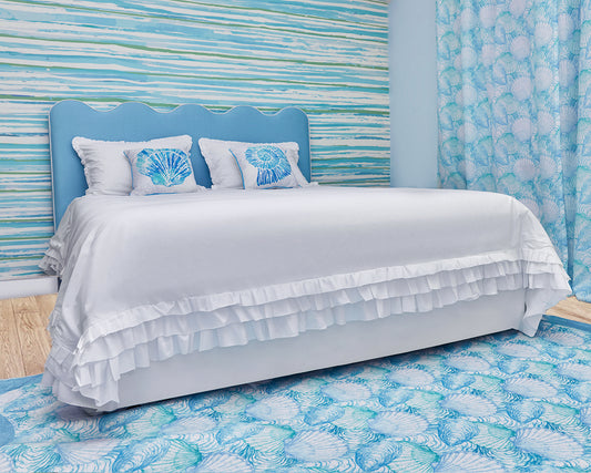 White wavy Ruffles Duvet Cover