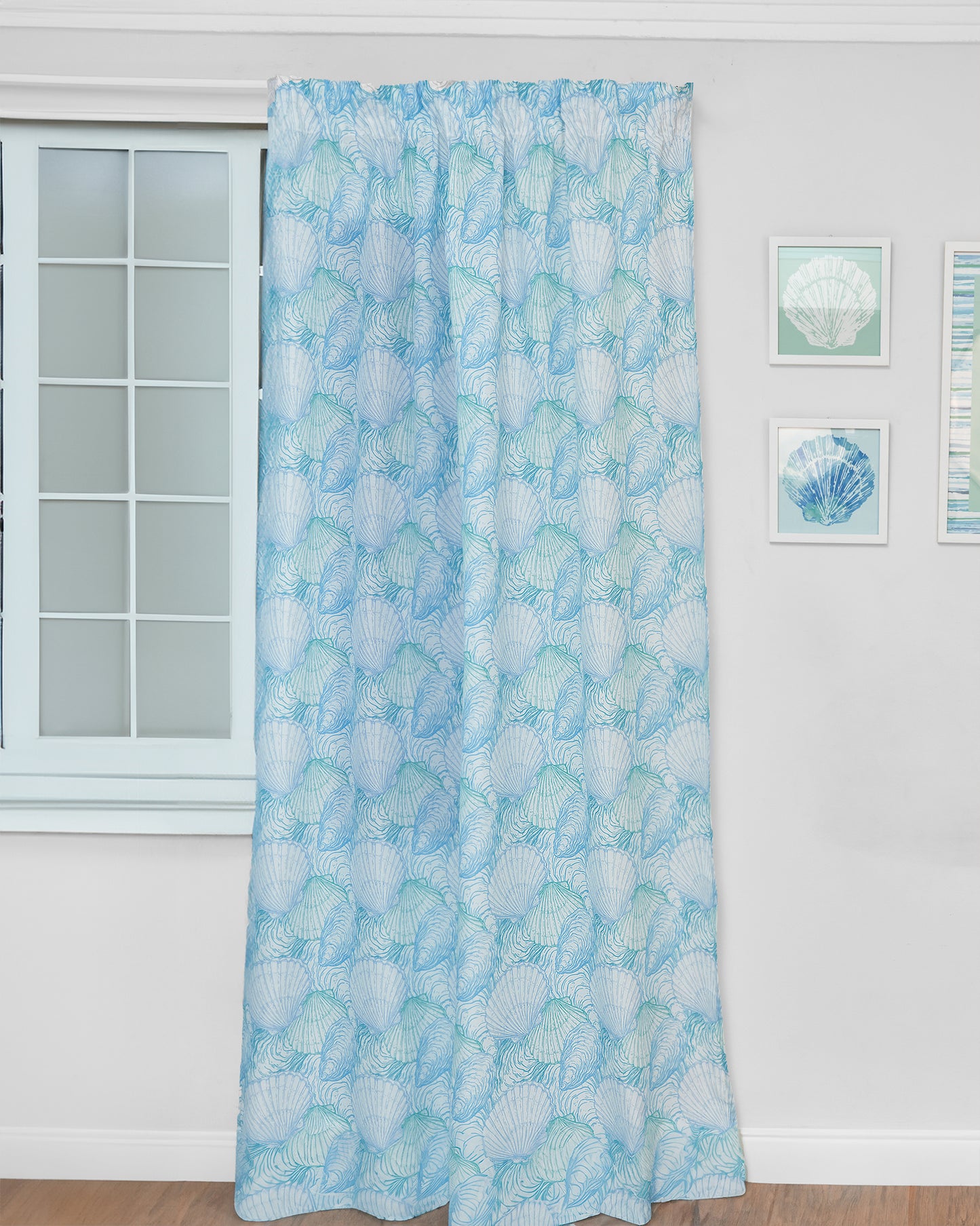 Blue Wavy Shells Curtain