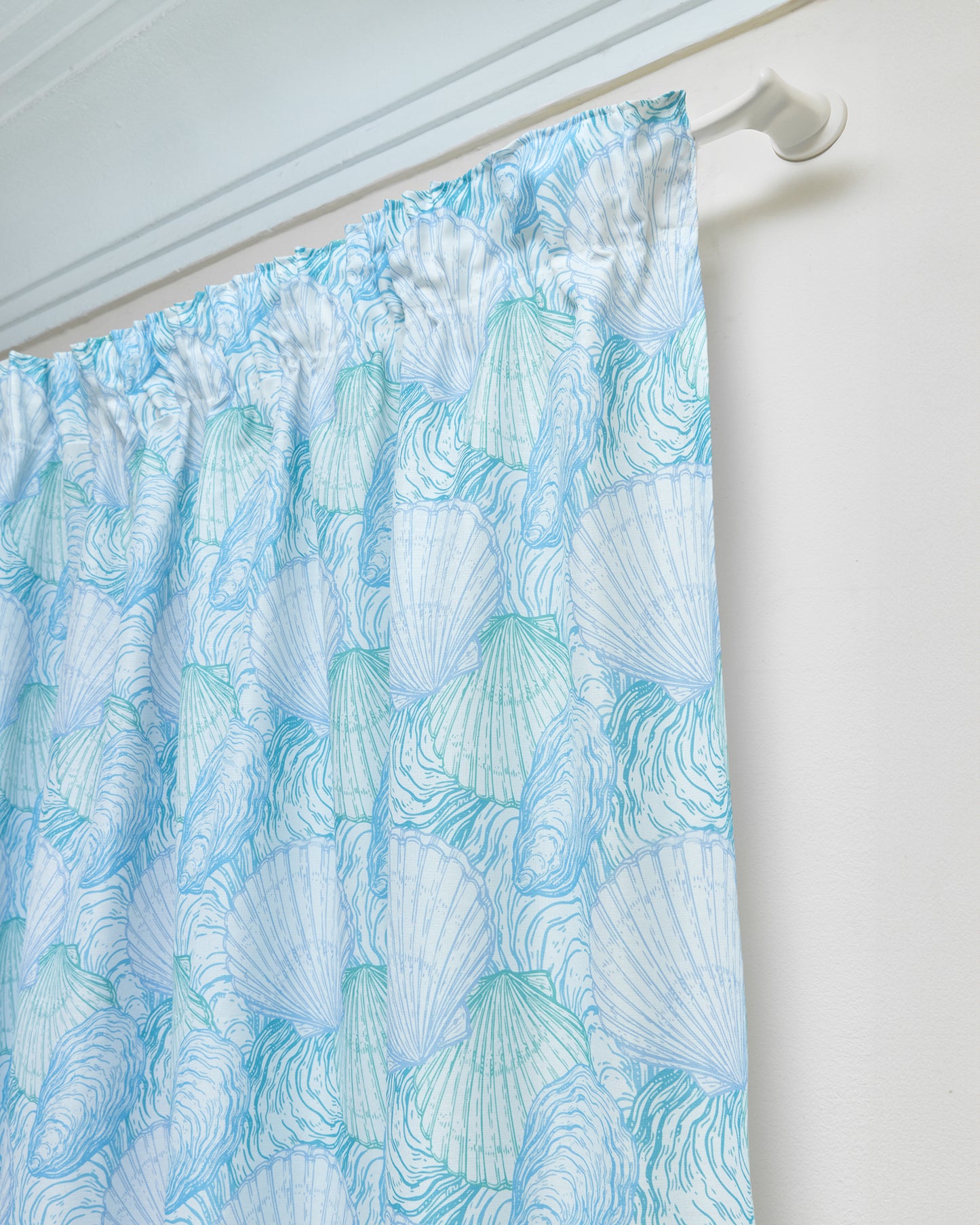 Blue Wavy Shells Curtain
