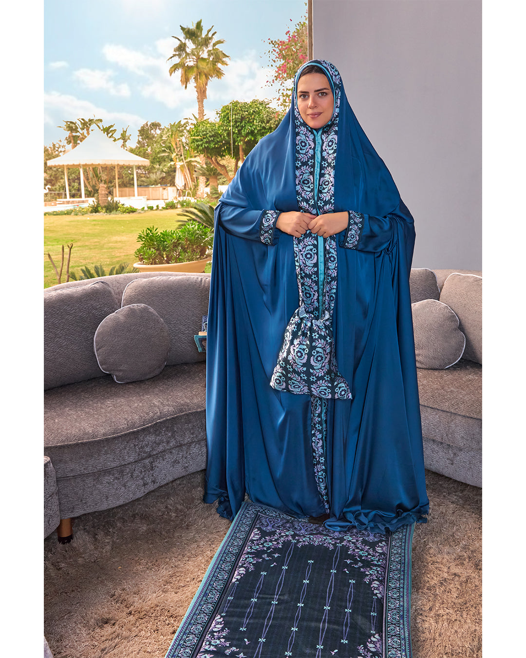 Navy Flowery Full praying set