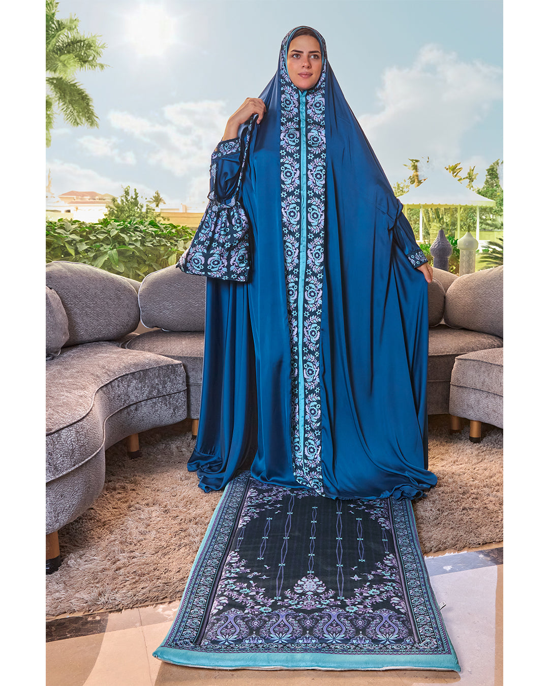 Navy Flowery Full praying set