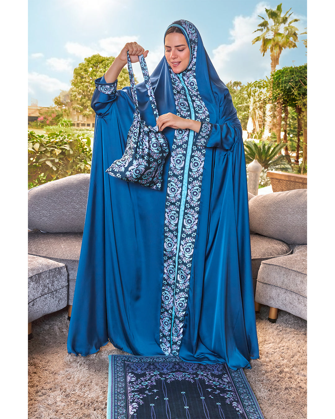 Navy Flowery Full praying set