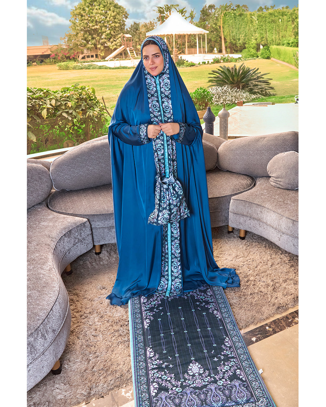 Navy Flowery Full praying set