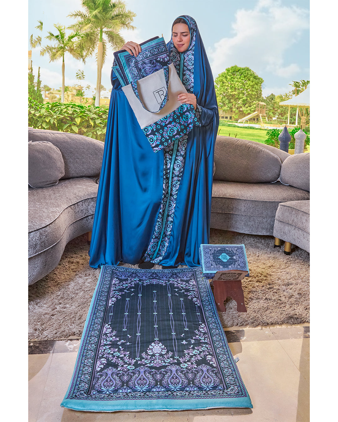 Navy Flowery Full praying set