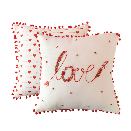 Embroidered Love Cushion