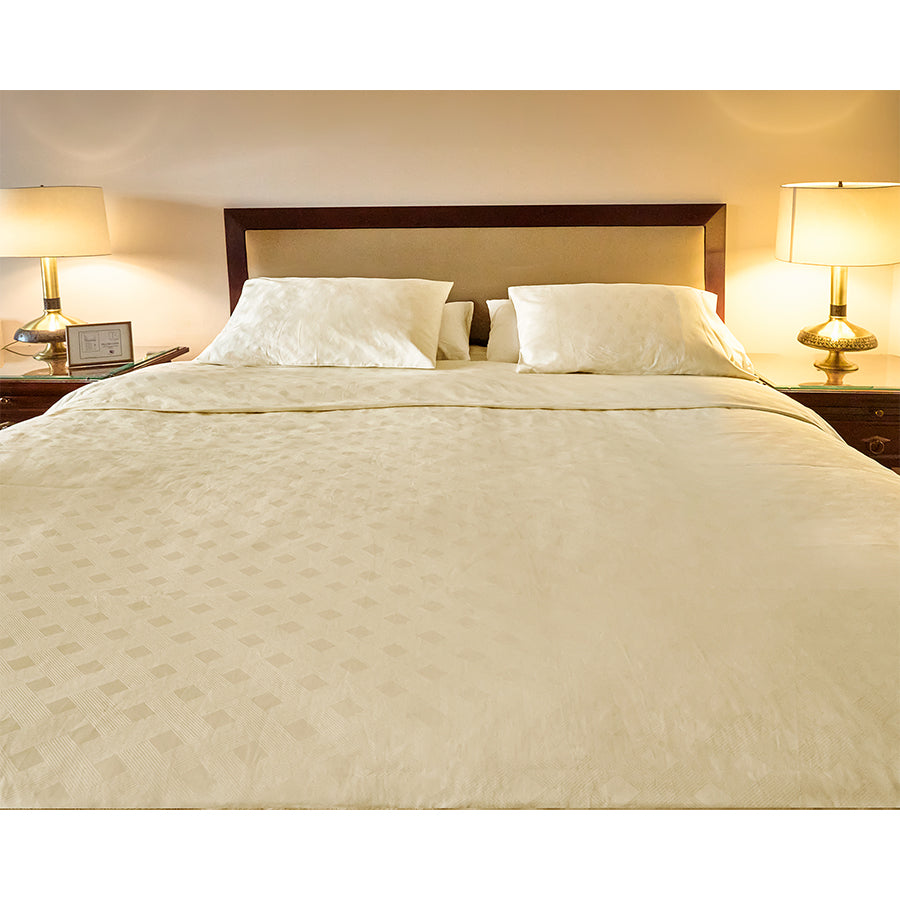 Off White Jacquard  Fitted Sheet
