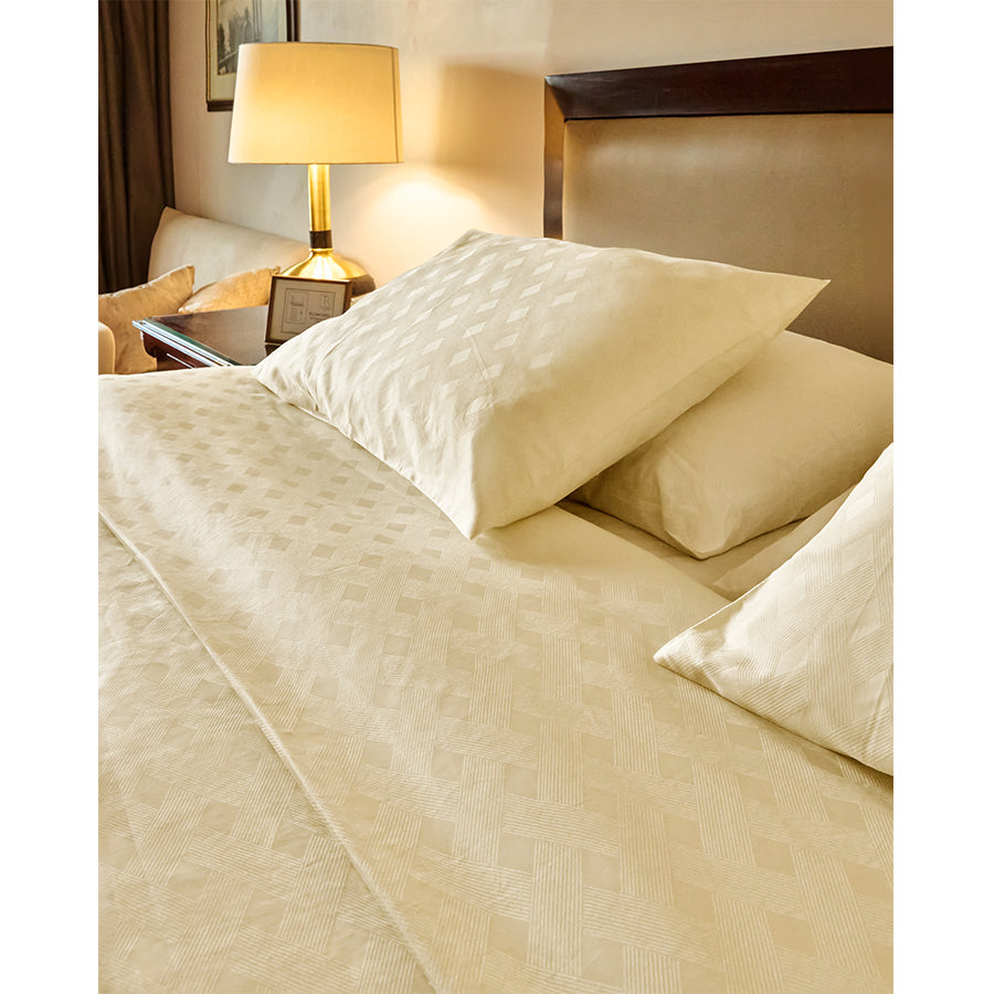 Off White Jacquard Duvet Cover.