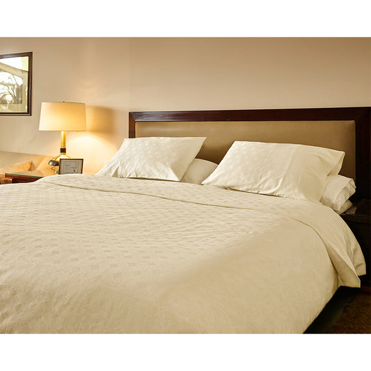 Off White Jacquard Duvet Cover.