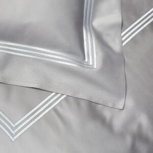 White Embroidered 3 Frames on Gray Pillow Cases