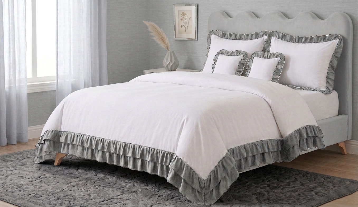Ruffles Duvet cover+2 pillow cases