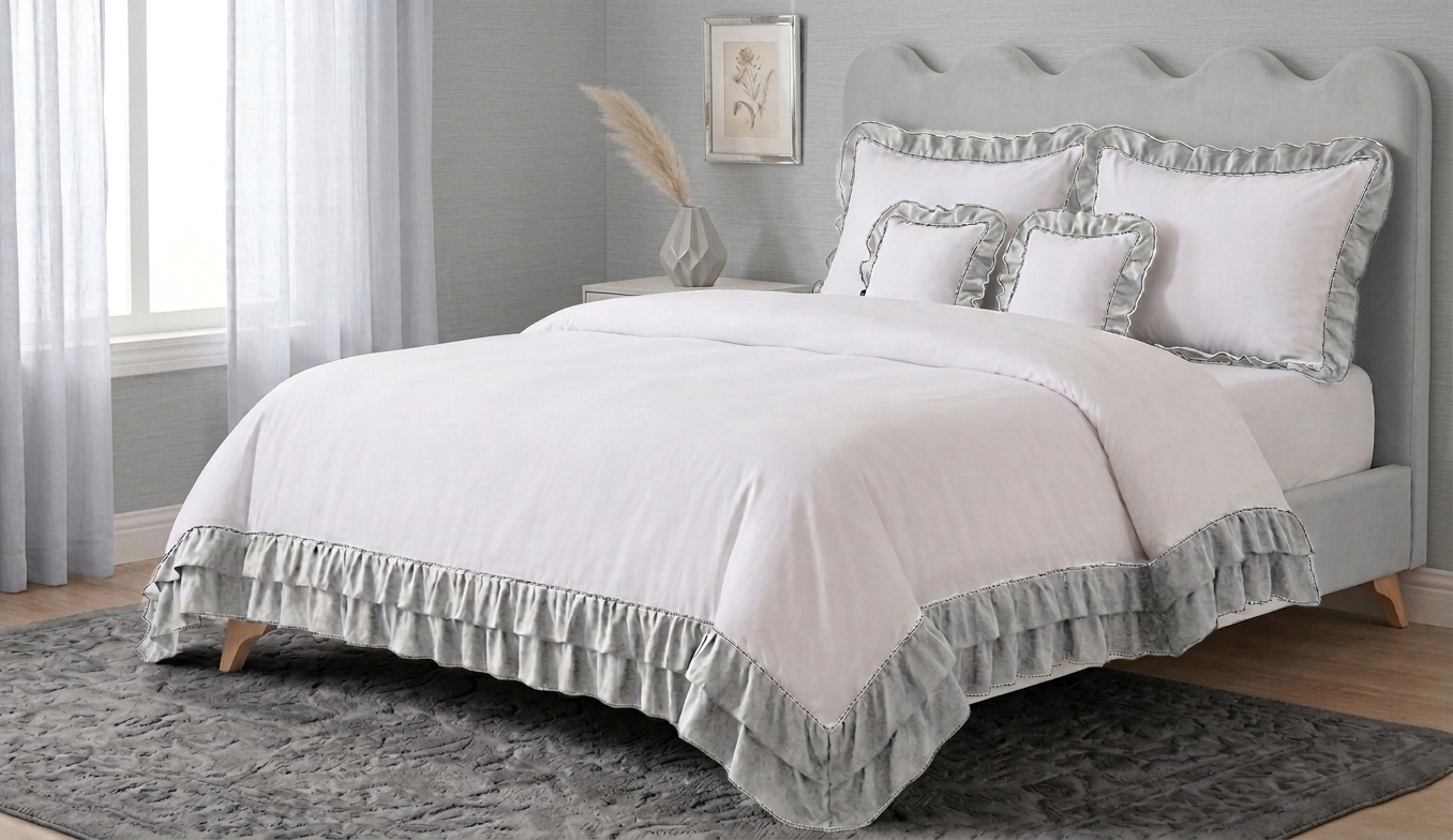 Ruffles Duvet cover+2 pillow cases