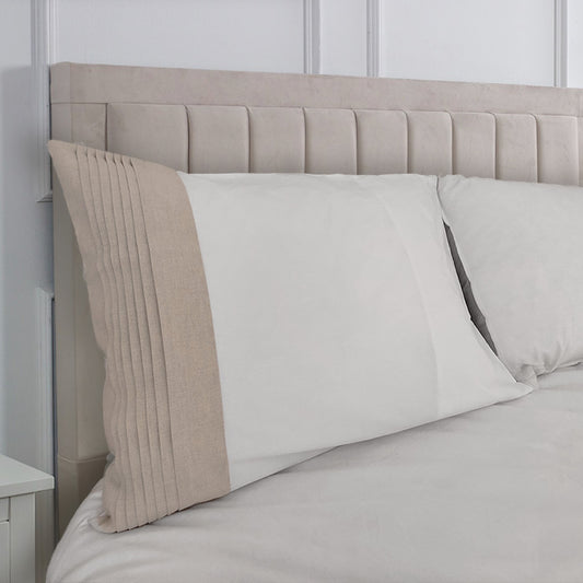 Beige Linen Pleated Pillow Cases
