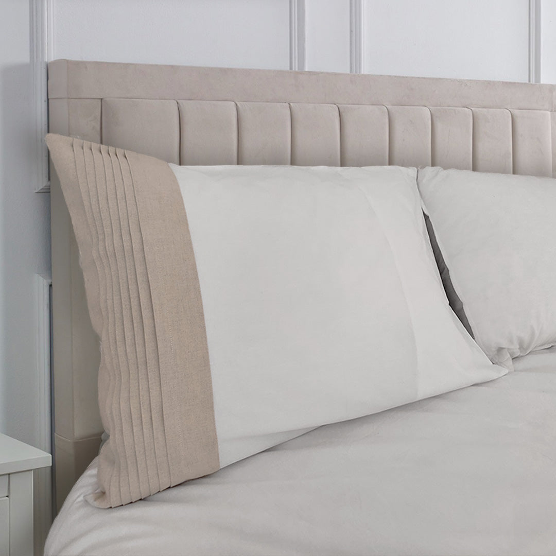 Beige Linen Pleated Pillow Cases