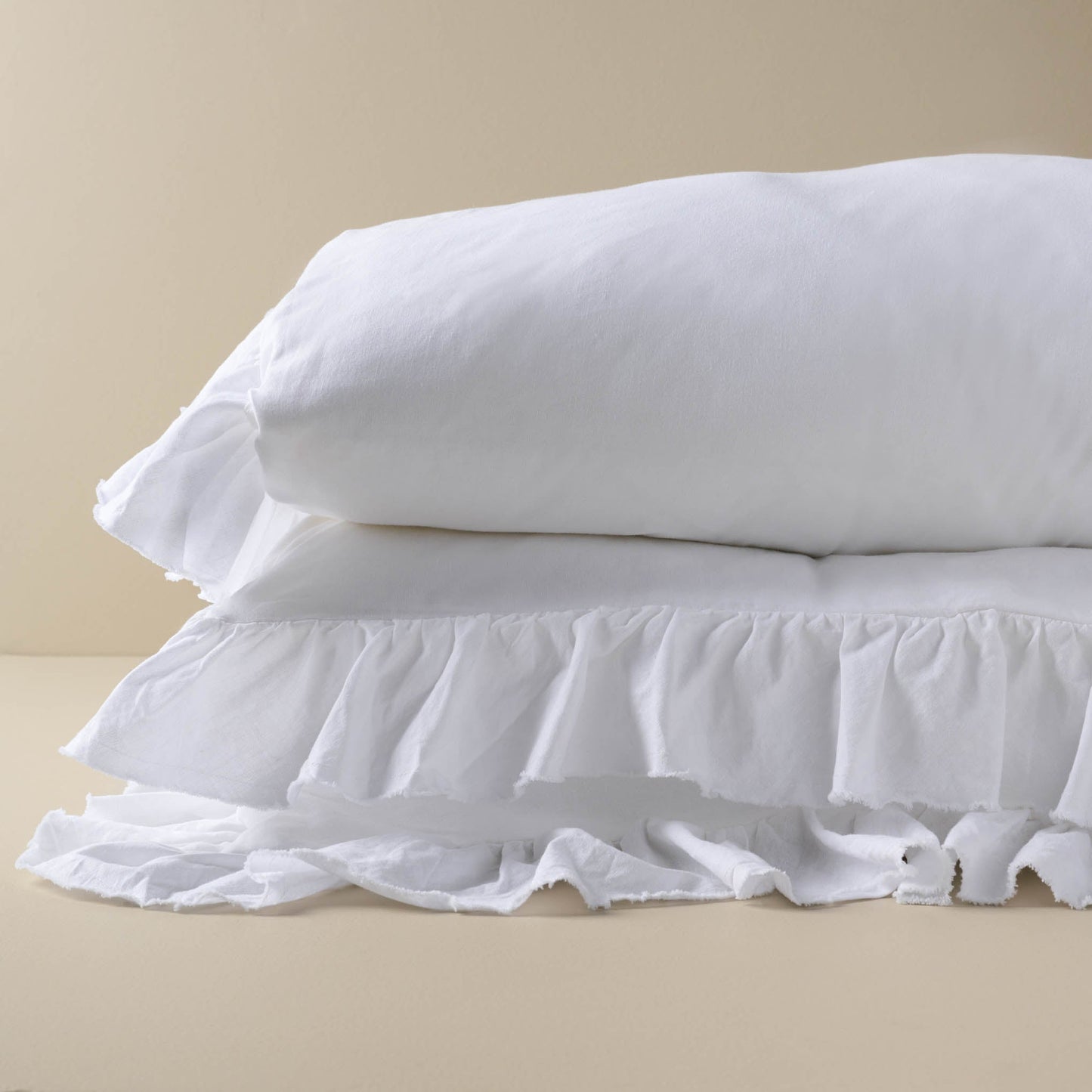 White wavy Ruffles Duvet Cover