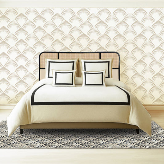 Beige Black Full Bed set