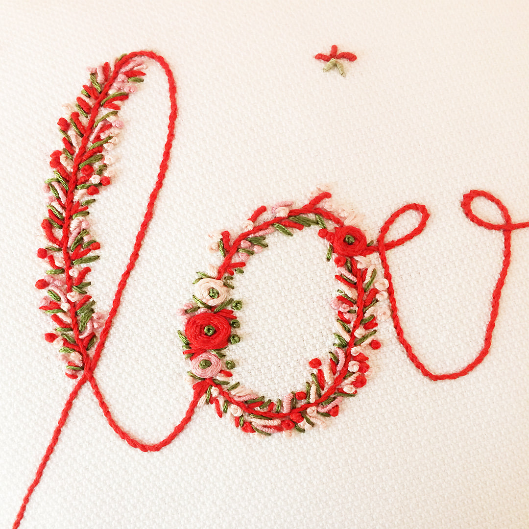 Embroidered Love Cushion