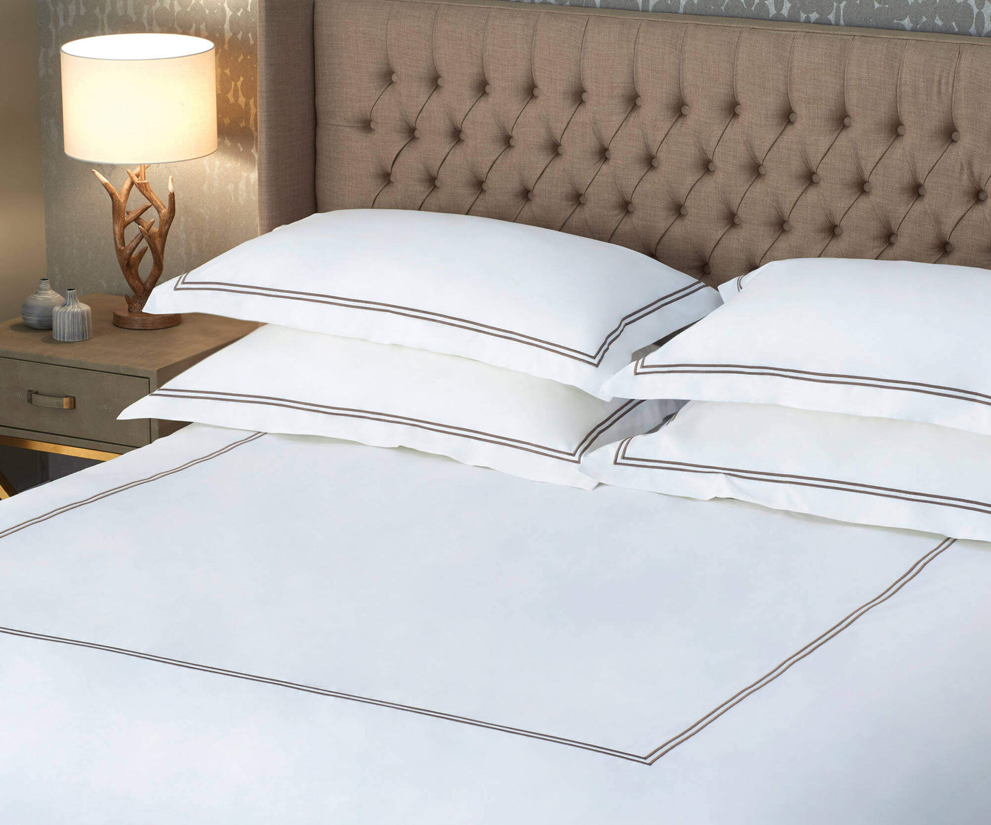 Embroidered 2 Frames White Duvet Cover