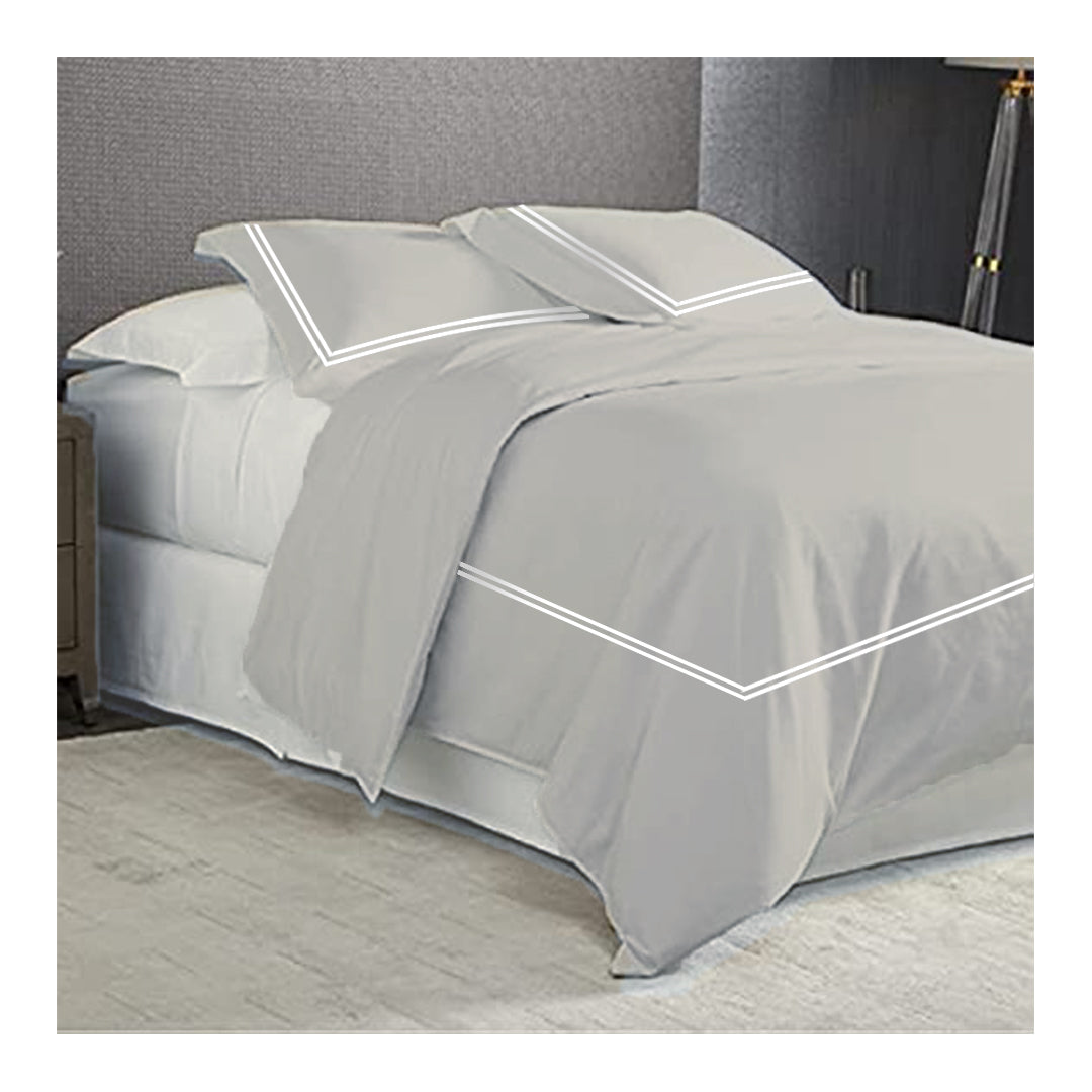 Embroidered 2 Frames Gray Pillow Cases