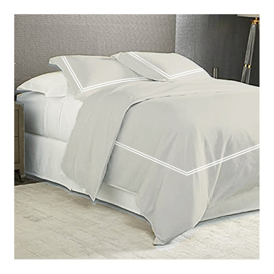 Embroidered 2 Frames Gray Duvet Cover