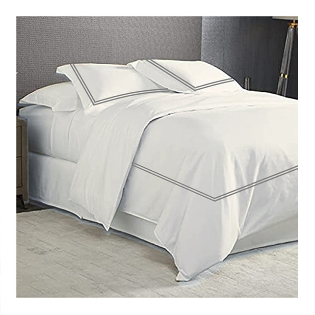 Embroidered 2 Frames White Duvet Cover