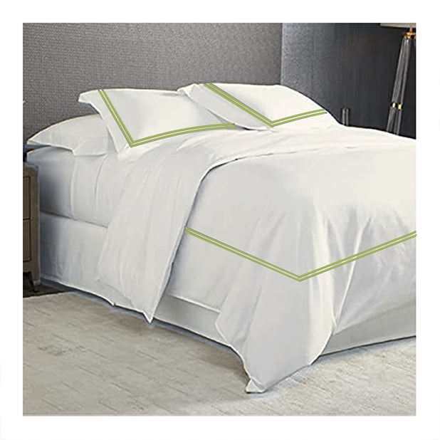 Embroidered  2 Frames Olive Duvet Cover