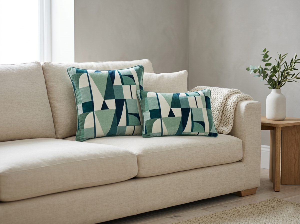 Navy Geometric Cushion